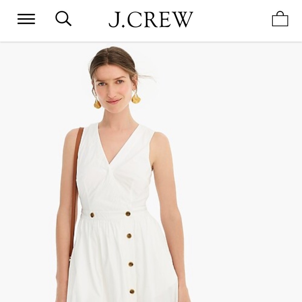 J. Crew White A line sleeveless shirt dress.